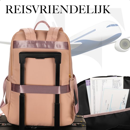 aramae - Rugzak Dames - Laptoptas 14 Inch - Schooltas - Roze