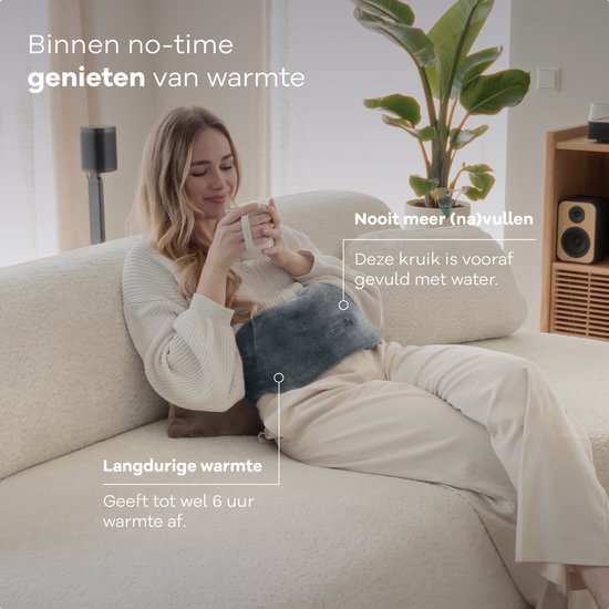 Zenwave Elektrische Kruik met Hoes - Digitaal Display - Warmtekruik & Waterkruik met Handwarmers - Oplaadbare Warmtekussen - Menstruatie Warmteband - Duurzaam & Draadloos - Kamperen & Outdoor - Warmwaterkruik Grijs