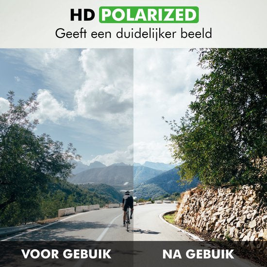 Travelhawk Fietsbril - Heren en Dames - Sportbril - Loopbril - Polarized - UV 400 Bescherming - Blauwe Glazen - Zwart