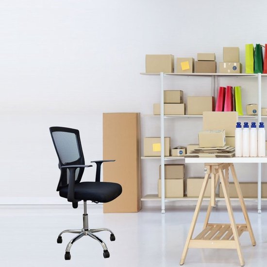 BRASQ OC200 Ergonomische Bureaustoel Zwart met Ademend Mesh - Bureaustoelen - In hoogte verstelbaar - Gaming stoel 49 x 47 x 94 cm