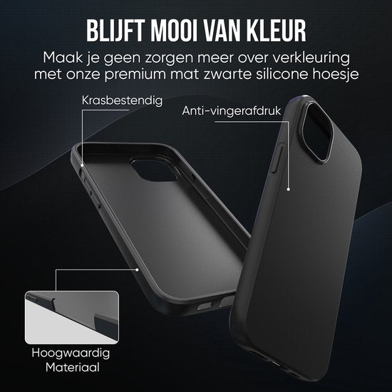 Telefoonhoesje Zwart - Geschikt voor Iphone 12 - Hoesje en Screenprotector - Beschermglas