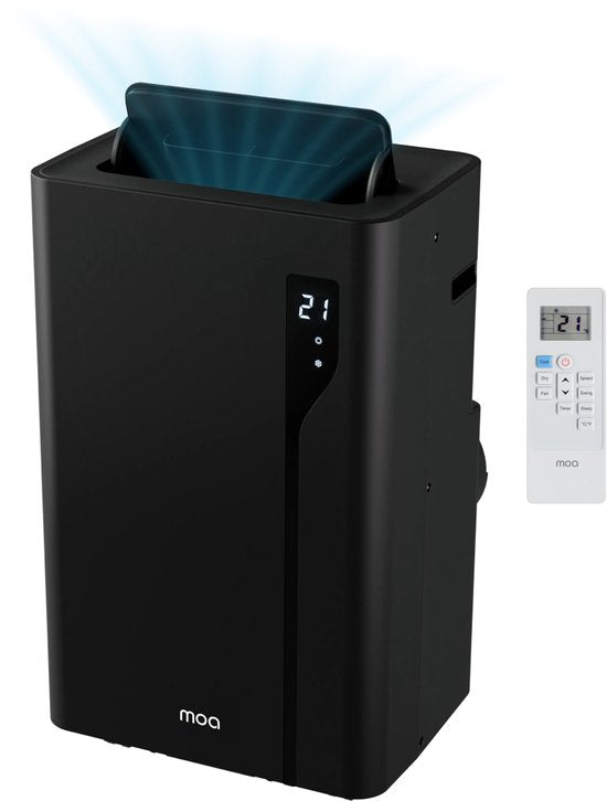 MOA Mobiele Airco - 12.000 BTU - Met Afstandbediening - Tot 35m² - Airconditioner met Ontvochtigingsfunctie - Raamafdichtingskit - Zwart