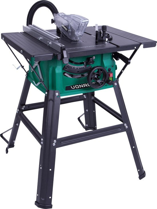 VONROC Zaagtafel – 1500W & Ø210 mm Zaagblad – 5000 t/min & Stofafzuiging – Werkblad 67,7 x 50 cm – Grijs