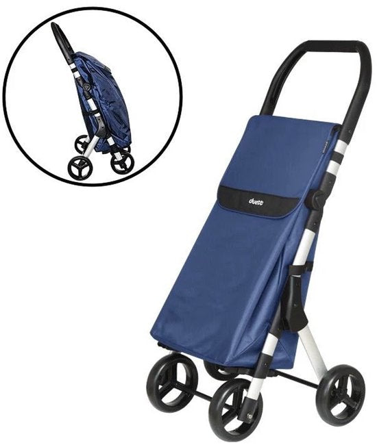 Duett Muuvi Up Boodschappentrolley - Tasinhoud 46L - 4 Wielen - Opvouwbaar - Blauw