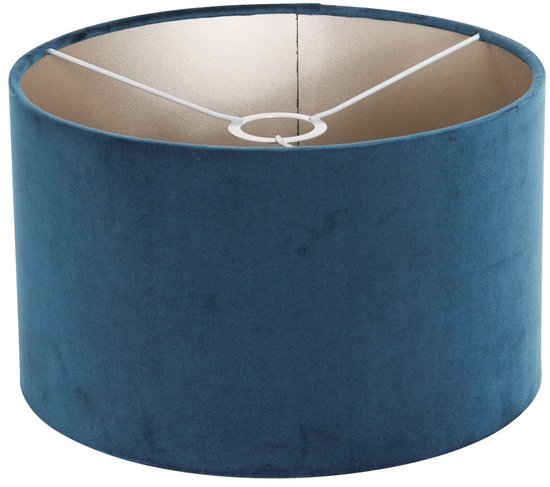 Zwarte Vloerlamp Bloeba 4169ZW van Steinhauer met verstelbare hoogte (150-165 cm) en uitrekbare zwenkarm tot 66 cm, metalen basis met blauwe velours kap Ø40cm, trendy design voor binnen.