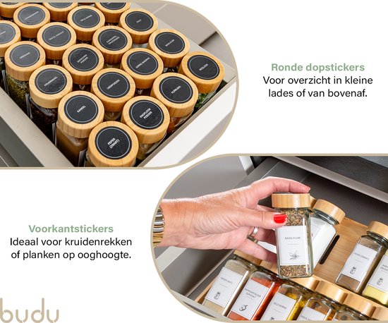 Budu Kruidenpotjes Vierkant - 28 stuks - Met Deksel - Kruidenstrooier - Incl. Stickers, Blanco Labels, Krijtstift & Accessoires - Kruiden potjes
