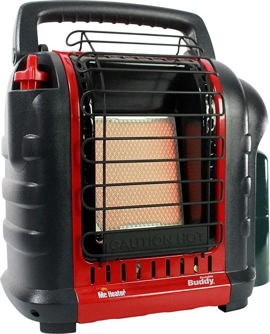Mr Heater Draagbare Gaskachel MH9BDF - Gasverwarming met Gasfles - Gaskachel Camping - Ruimtes tot 26M2 - Geschikt voor Propaan 31 en Butaan/Propaan G30+31 Patronen - Zwart/Rood