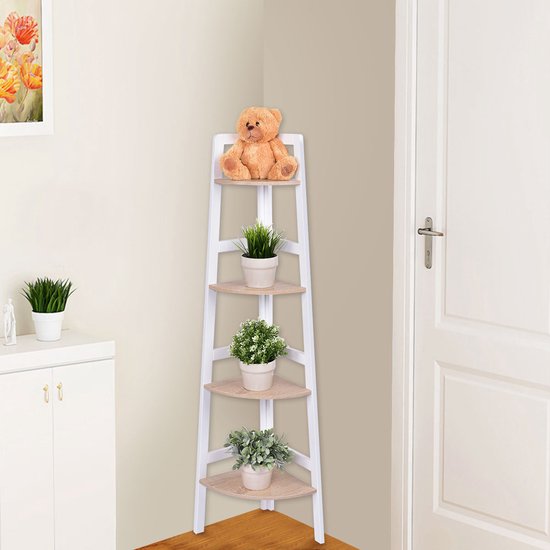 Hoekplank 4 niveau wandplank Standregal Wood 32 x 32 x 138 cm