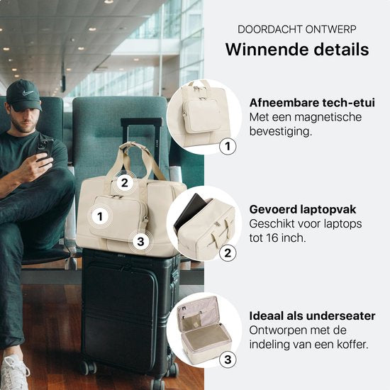 ONYX Underseater - Duffel tas 28L - Luxe Reistas Handbagage - Geschikt voor Dames en Heren - Weekendtas Ivory White