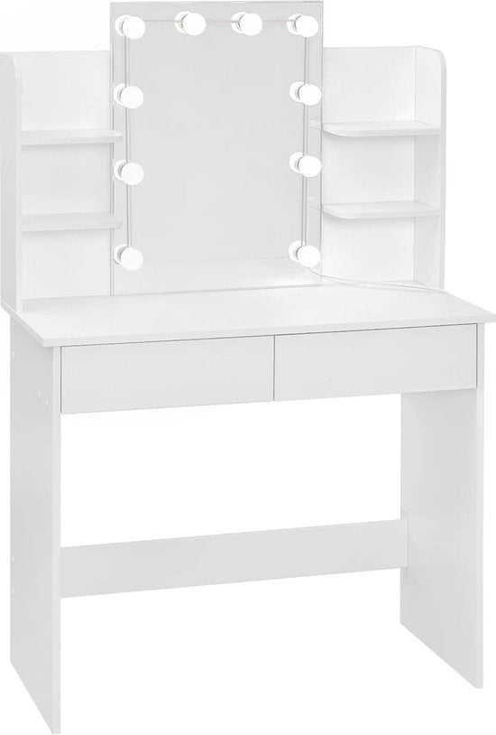 Rootz Kaptafel - Dressoir - Make-up Station - Schoonheidstafel - Cosmetische Stand - Glamour Tafel - Wit - 41,1x20,3x6,1 inches