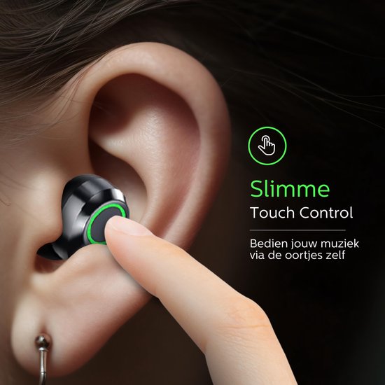 Otiume - Volledig Draadloze Oordopjes - HiFi Extra Bass geluid - Touch bediening - Draadloze Oortjes - Zweet- en regenbestendig - Sport oortjes - Bluetooth