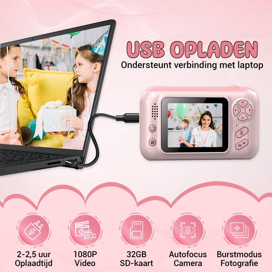 K&L Digitale Kindercamera Kids - Kinder vlog camera - Kindercamera's Digitaal - Fototoestel Kinderen - Kinderfototoestel