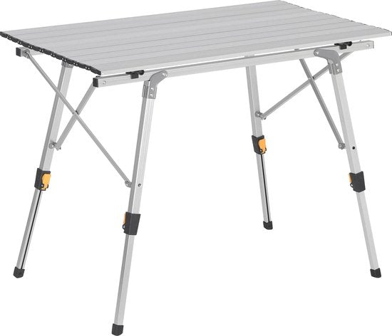 Rootz Campingtafel - Draagbaar Picknickbureau - Opvouwbaar Buitenoppervlak - Compacte Reisstandaard - Al Fresco Dineren - Campingmeubilair - Zilver - 90x52.2cm