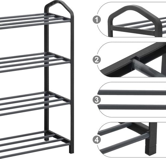 Schoenenrek - Schoenenorganizer - Schoenenstandaard - Schoenenhouder - Schoenenplank - Schoenenopslag - Schoenendisplay - Grijs - 79x19,5x62cm