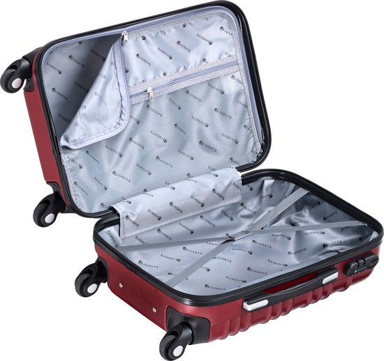 Juskys Kofferset Rome - 4-delig - ABS - Handbagage + Ruimbagage - Bordeauxrood