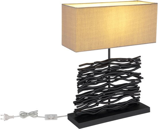 Globo - tafellamp - Jamie - zwart - hout - schemerlamp - E27 - 21648B