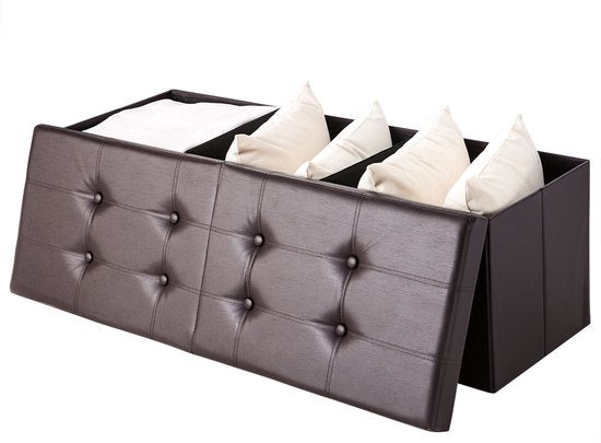 Casaria Zitbank met Opbergruimte - 115x40x40cm 131L Kunstleer – Bruin