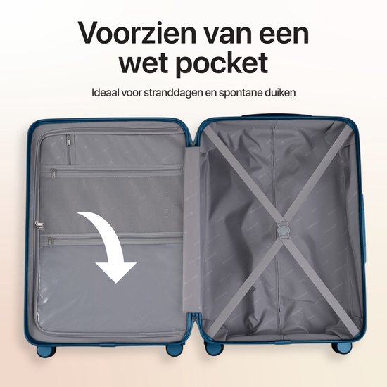 SKYCASES Classic Heritage - Grote Reiskoffer - TSA Slot - 76x52x30 cm - 100L - XL Rolkoffer - 360° geruisloze wielen - Lichtgewicht - Trolley - Donkerblauw