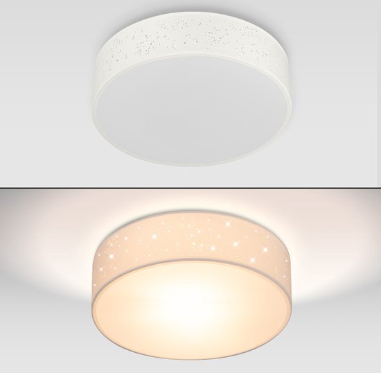 Monzana Plafondlamp - Sterrenhemel Rond 38cm 40 Watt Stof - Wit