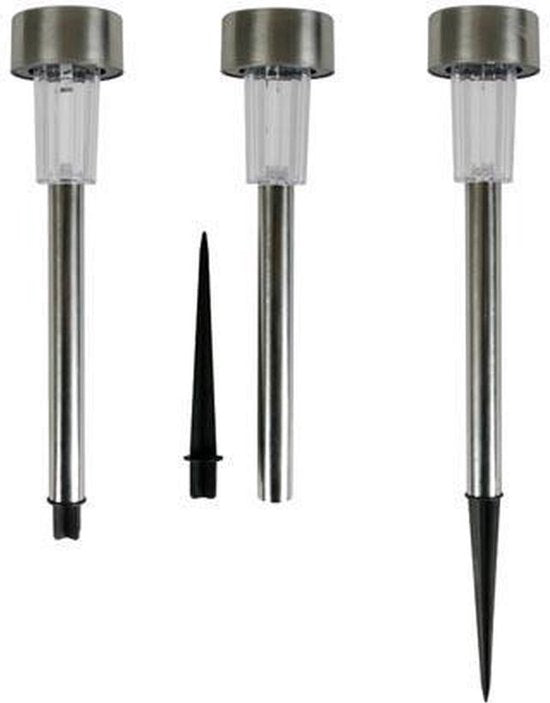 Perel Tuinlamp Solar 37 X 5,5 Cm Rvs Zilver/wit
