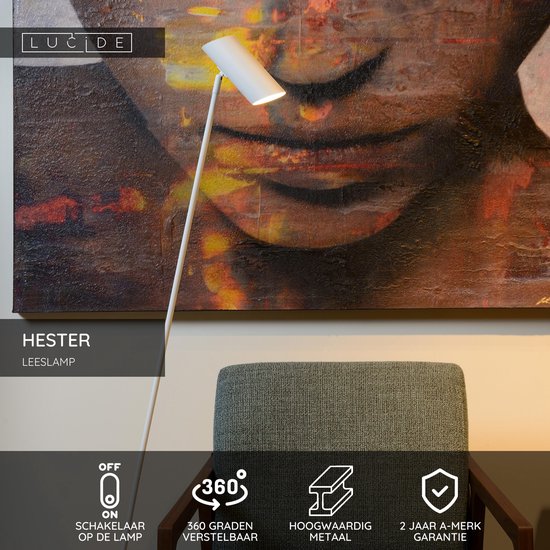 Lucide HESTER - Leeslamp - 1xGU10 - Wit