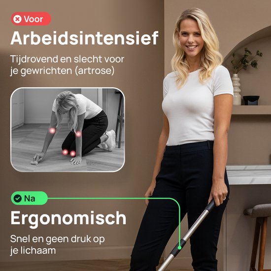 Skrub elektrische schoonmaakborstel 2500mAh - met steel en 8 opzetstukken - veelzijdig voor badkamer, keuken en auto