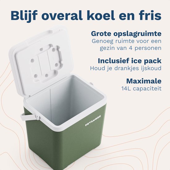 TRVLMORE Koelbox 14L - Frigobox - Inclusief Koelelement - Koelbox Klein - Groen