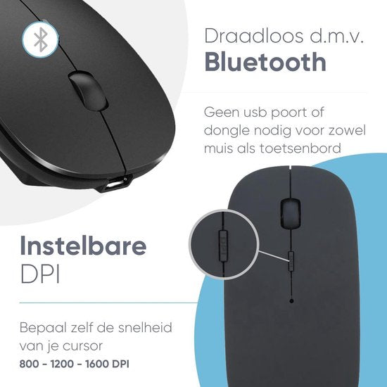 Trendfield Toetsenbord en Muis Draadloos - Bluetooth Keyboard - Stille Toetsen - Oplaadbaar - Qwerty - Space Grey