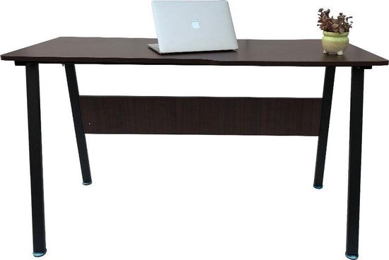 Computertafel bureau Stoer - industrieel vintage - 130 cm breed - zwart metaal bruin hout