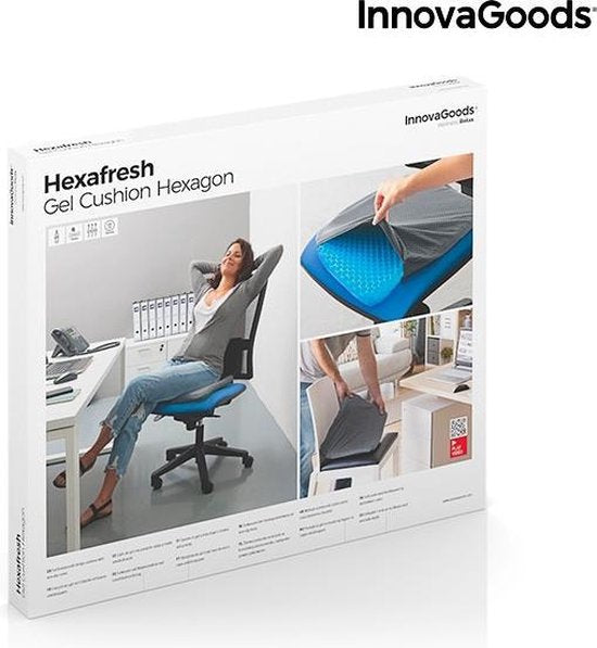 InnovaGoods Gel Zitkussen - Hexafresh - Ergonomisch - Honingraat - Blauw