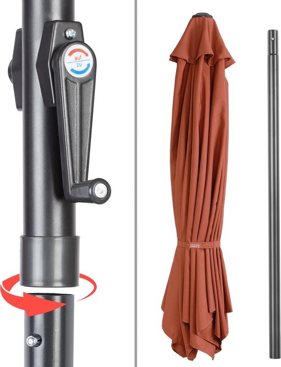 Kingsleeve Parasol Tahitit Ø300cm – Slinger & Kantelbaar - Terracotta