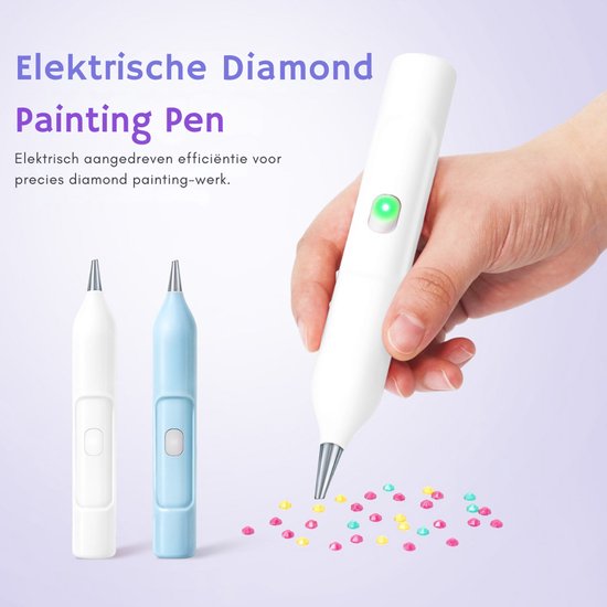 Rubye® – Elektrische Diamond Painting Pen – Met Vacuümtechniek – Oplaadbaar via USB-C – Comfortabel in Gebruik – Voor Ronde en Vierkante Steentjes – Wit