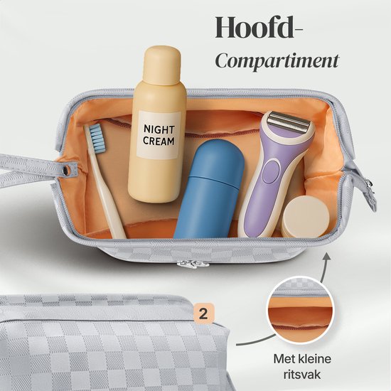 SC Travel Essentials - Toilettas en Make-up Organizer - Waterdicht en Compact - Geschikt voor Reis en Dagelijks Gebruik - Unisex - Zilver