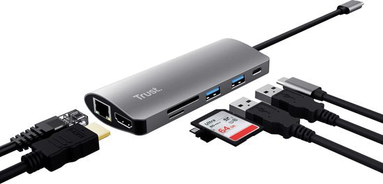 Trust USB-hub – USB Splitter – USB Verdeelhub – USB Poorten Uitbreiding – Grijs