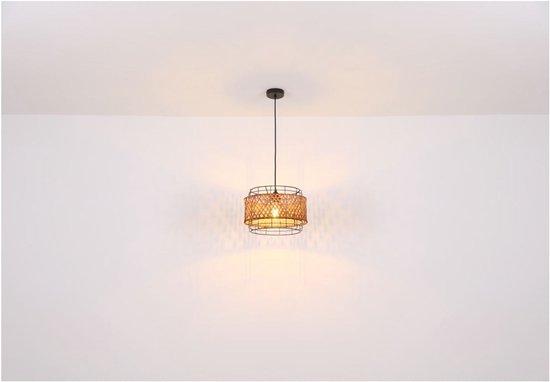Vloerlamp GINA Metaal 151.0cm Matt zwart | Bamboe E27 1-Lichts