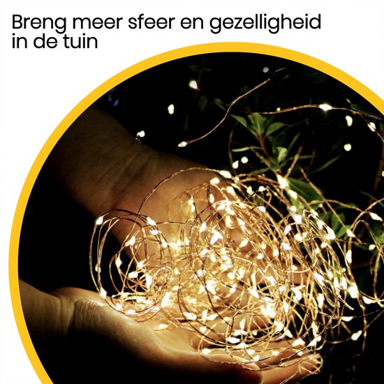 Happy Goods Solar Tuinverlichting op Zonneenergie - 200 LED Lichtsnoer Buiten - 20 m - Fairy Lights - Buitenverlichting Lichtslinger - Lichtsnoeren