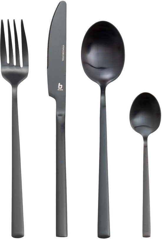 Bo-Camp - Industrial - Bestekset - Ballona - 16-Delig - 4 Personen - Zwart