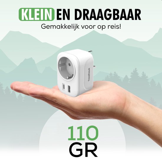 Travelhawk Reisstekker Engeland/UK - Wereldstekker - Wereldstekkers - Reisstekker Type G - USB-C & USB-A - Wit