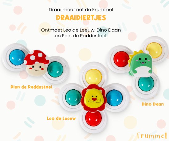 Frummel Fidget Spinners met Zuignap - Badspeelgoed - Sensorisch speelgoed - Fidget Toys - Badspinner - Fidget Spinner voor op Autoraam - 3 stuks - Draaidiertjes