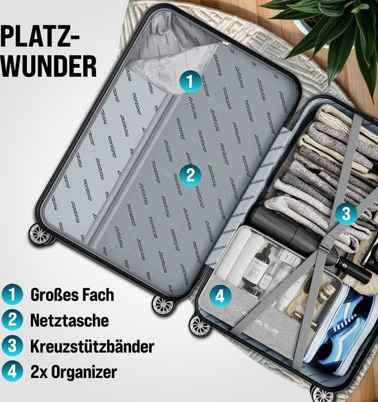MONZANA Kofferset - Koffer M L XL 3-delig Hardcase Handbagage - Marineblauw