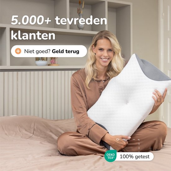 Alyze Anti snurk kussen - Voor iedere slaaphouding - 60x40 cm - Hoofdkussen - Apneu - Ergonomisch & orthopedisch - Slaap - Vlinder - Kussen - Nekklachten - Memory foam - wit