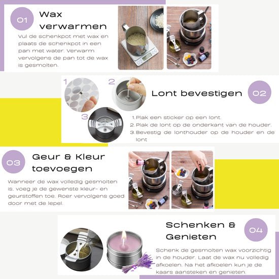 VAIVE DIY Kaarsen Maken Set - Kaarsenhouder - Geurkaars - Kaars - Voor Volwassenen & Kinderen