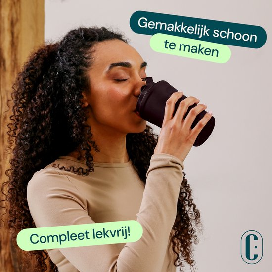 Castagnola Thermosbeker - Koffiebeker To Go - Travel Mug voor Koffie en Thee - Theebeker - 380 ML - RVS - Donkerbruin