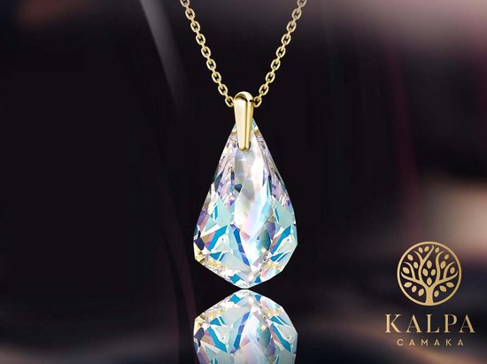Yolora Dames Ketting met Kalpa Camaka Kristal Hanger - Goudkleurig - 18K Geelgoud Verguld - Vrouwen Collier Goud - Sieraden - Halsketting - Luxe Giftbox - Geschenkdoos - Cadeau doos - Exclusieve Geschenkverpakking - Mooie Cadeauverpakking