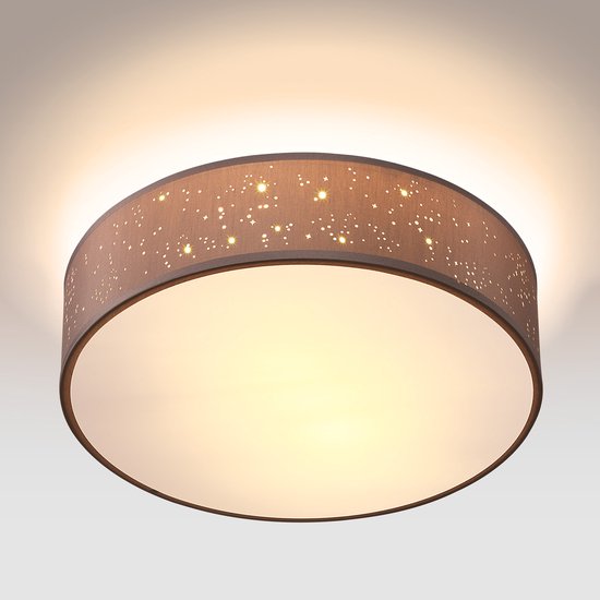 Monzana Plafondlamp - Sterrenhemel Rond 38cm 40 Watt Stof - Taupe