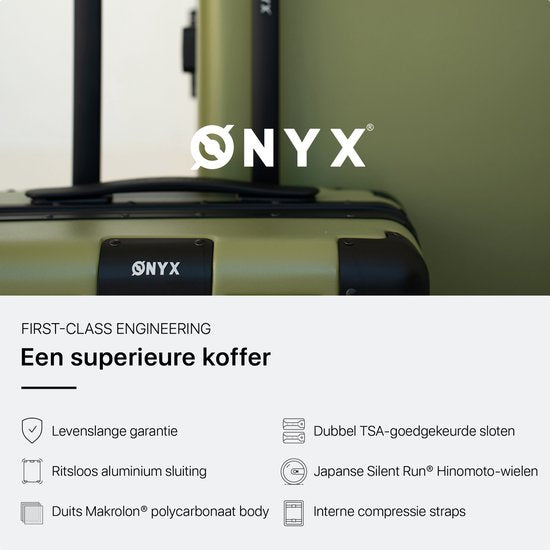 ONYX Hybrid Pro Check-in Koffer Medium 70 Liter - Gerecycled Polycarbonaat en Ritsloos Design - Reiskoffer met TSA slot en Spinner wielen - Olive Green