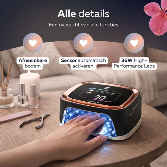 Beeperfect® UV Lamp Gelnagels - Nagellamp - Nagellamp UV Led - Nageldroger - Draadloos - Reflecterende binnenkant - Rose Goud