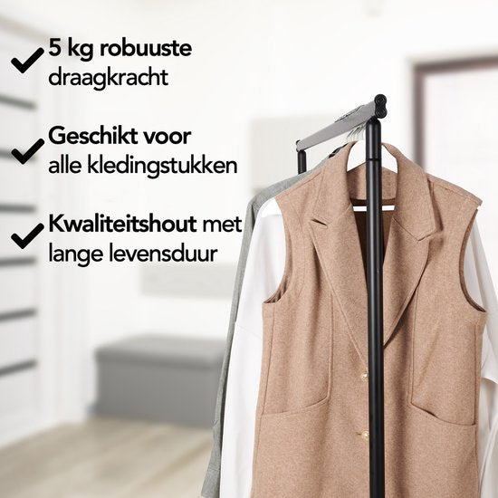 Infinity Goods 30 Houten Kledinghangers Wit - Kleerhanger - Inkeping en Broeklat - Metalen Haak - Volwassenen - 30 Stuks - Wit