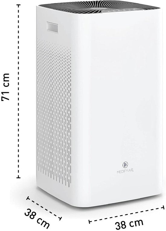 Medify Air MA-112 Luchtreiniger – 855 m³/u Air Purifier – Ionisator & HEPA H13 Filter – 4 standen + Slaapmodus – Tot 342 m² per uur – Tegen Hooikoorts, Huisstofmijt & Allergieën – Wit