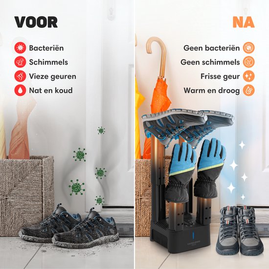 Vulpes Goods® Tech - Schoenendroger & Schoenverfrisser met Timer - 4-in-1 - Handschoenendroger - Droogapparaat - Droogfunctie - Incl. 10x Geurvreters - PRO MAX